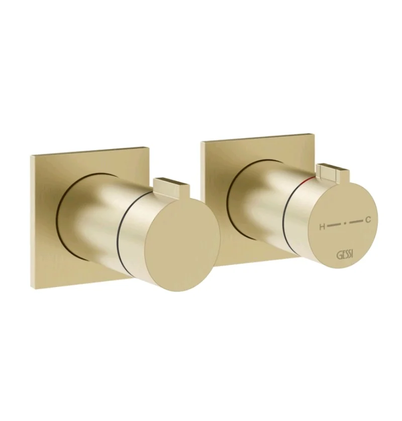 Смеситель для душа, Gessi, Inverso Bath&Shower, на 2 потребителя, цвет-Brass Brushed PVD