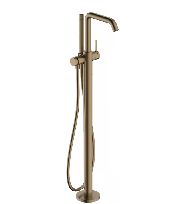 Смеситель для ванны и душа, Hansgrohe, Tecturis S, напольный, цвет-шлифованная бронза