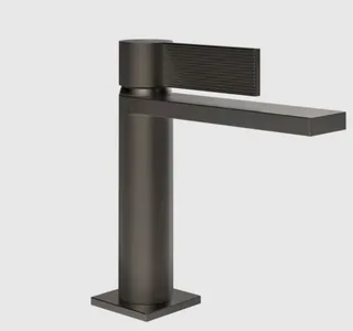 Смеситель для раковины, Gessi, Inverso Rigato, цвет-Black Metal Brushed PVD