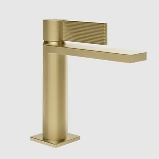 Смеситель для раковины, Gessi, Inverso Rigato, цвет-Brushed Brass PVD