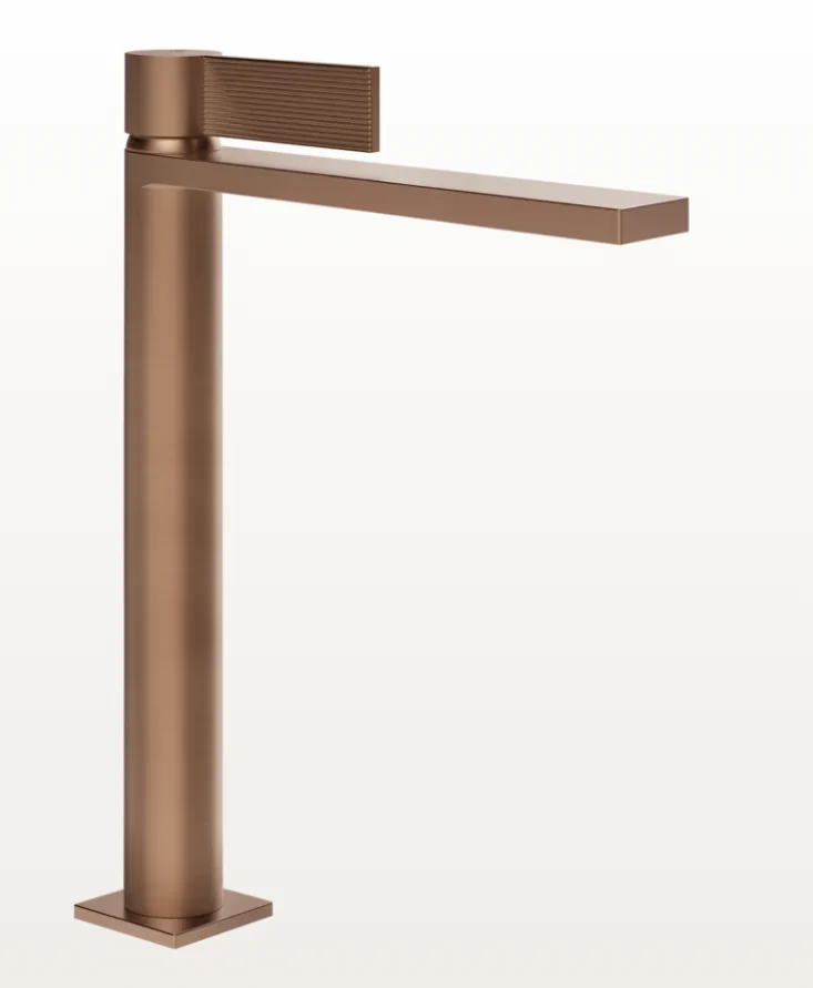 Смеситель для раковины, Gessi, Inverco Rigato, цвет-Copper Brushed PVD