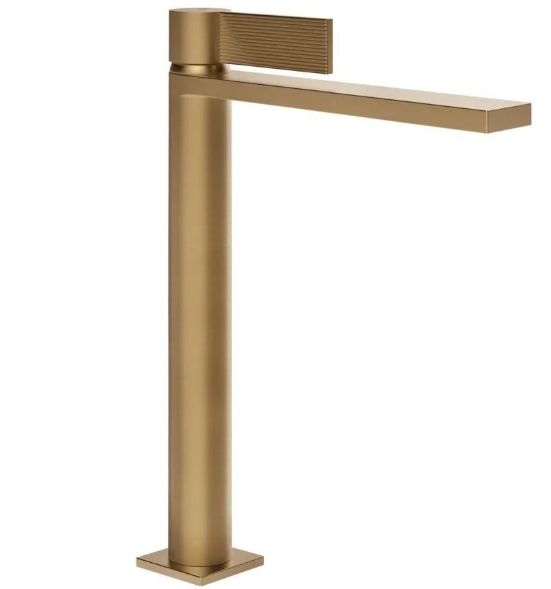 Смеситель для раковины, Gessi, Inverco Rigato, цвет-Warm Bronze Brushed PVD