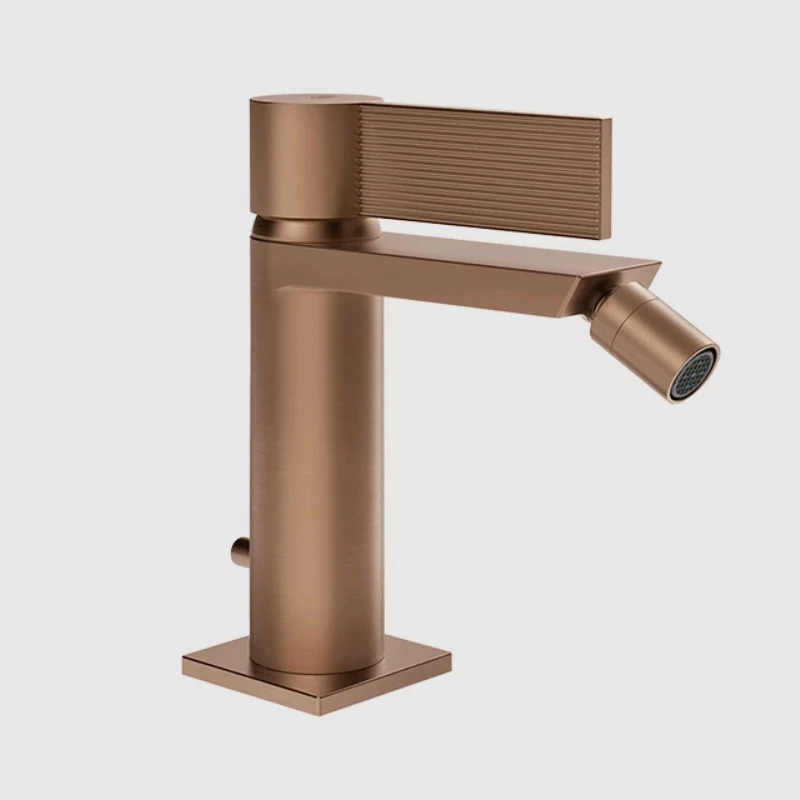 Смеситель для биде, Gessi, Inverco Rigato, цвет-Copper Brushed PVD