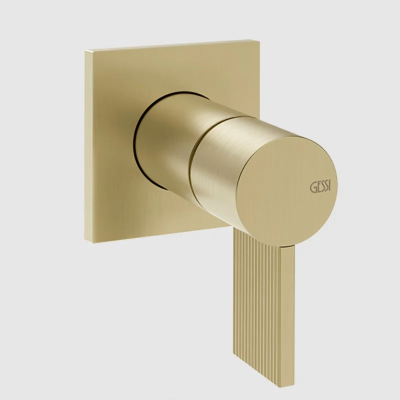 Смеситель для душа, Gessi, Inverso Rigato, на 1 потребитель, настенный встраиваемый, цвет-Brushed Brass PVD
