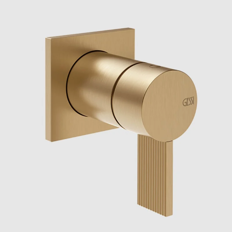 Смеситель для душа, Gessi, Inverso Rigato, на 1 потребитель, настенный встраиваемый, цвет-Brushed Brass PVD