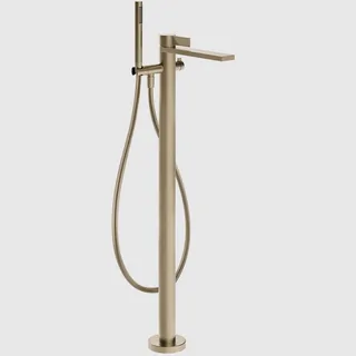 Смеситель для ванны и душа, Gessi, Inverso Rigato, напольный, цвет-Finox Brushed Nickel