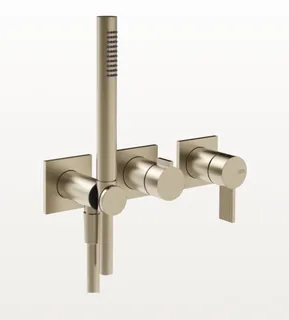 Смеситель для душа, Gessi, Inverco Rigato, на 2 потребителя, цвет-Finox Brushed Nickel
