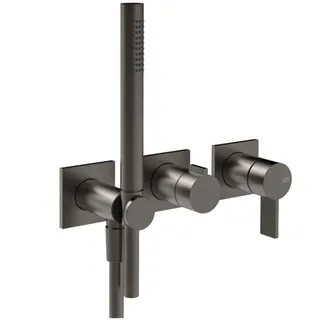 Смеситель для душа, Gessi, Inverco Rigato, на 2 потребителя, цвет-Black Metal Brushed PVD