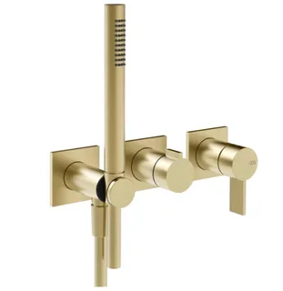 Смеситель для душа, Gessi, Inverco Rigato, на 2 потребителя, цвет-Brushed Brass PVD