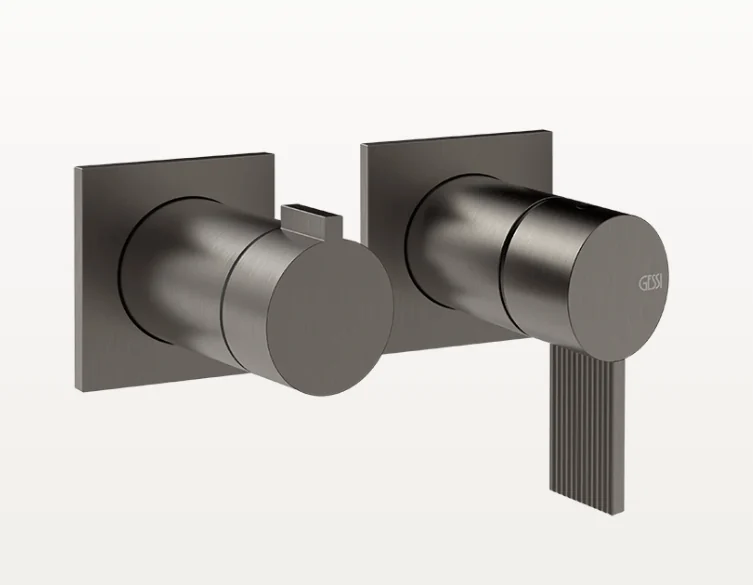 Смеситель для душа, Gessi, Inverco Rigato, на 2 потребителя, цвет-черный металл брашированный PVD