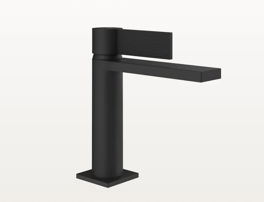 Смеситель для раковины, Gessi, Inverco Rigato, цвет-черный матовый