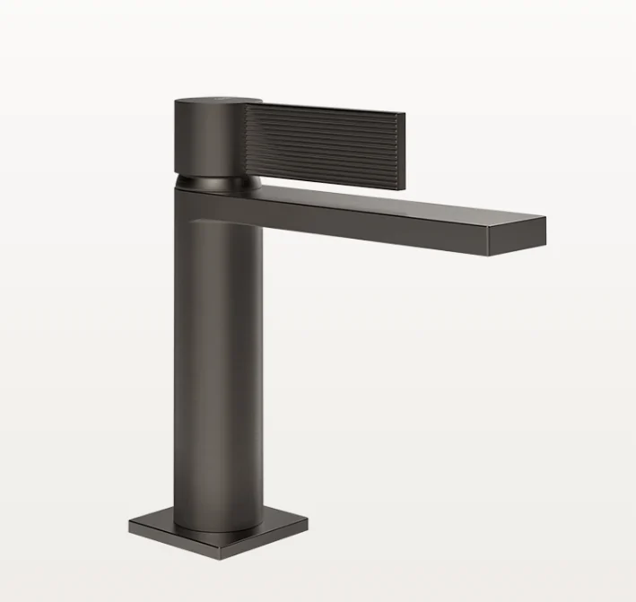 Смеситель для раковины, Gessi, Inverco Rigato, цвет-черный металл брашированный PVD