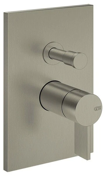 Смеситель для душа, Gessi, Inverso Rigato, на 2 потребителя, с переключателем ванна/душ, цвет-Finox Brushed Nickel