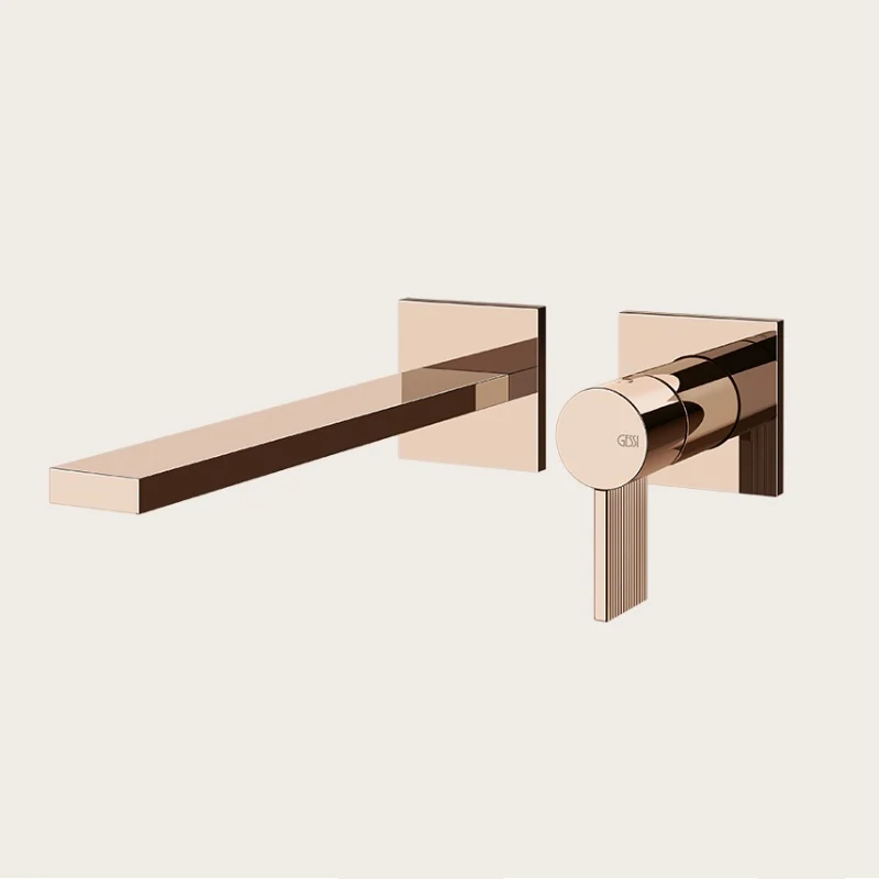 Смеситель для раковины, Gessi, Inverso Rigato, цвет-Copper PVD
