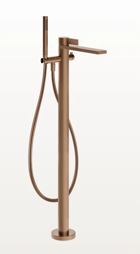 Смеситель для ванны и душа, Gessi, Inverso Diamantato, напольный, цвет-Copper Brushed PVD