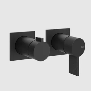 Смеситель для душа, Gessi, Inverso Diamantato, на 2 потребителя, цвет-чёрный матовый