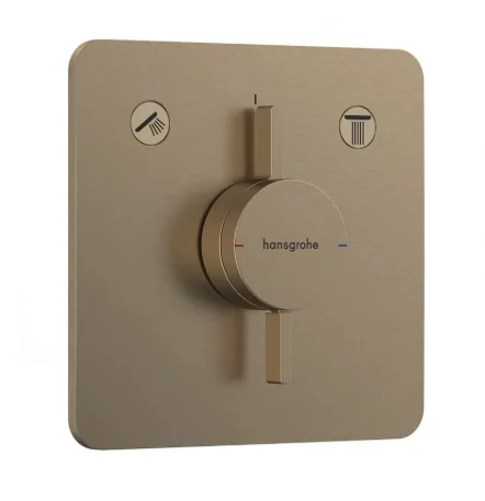 Смеситель для душа, Hansgrohe, DuoTurn Q, на 2 потребителя, настенный встраиваемый, цвет-шлифованная бронза