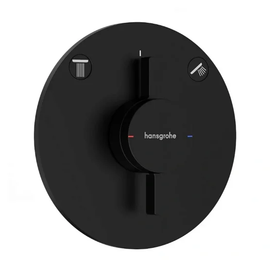 Смеситель для душа, Hansgrohe, DuoTurn S, на 2 потребителя, настенный встраиваемый, цвет-черный матовый