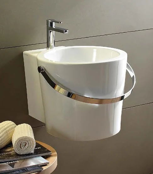 Раковина, Scarabeo, Bucket, шгв 405*540*350, отверстия для смесителя-1, цвет-белый глянцевый/хром