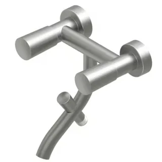 Смеситель для ванны и душа, Quadro design, Ono, настенный, цвет-Steel Brushed