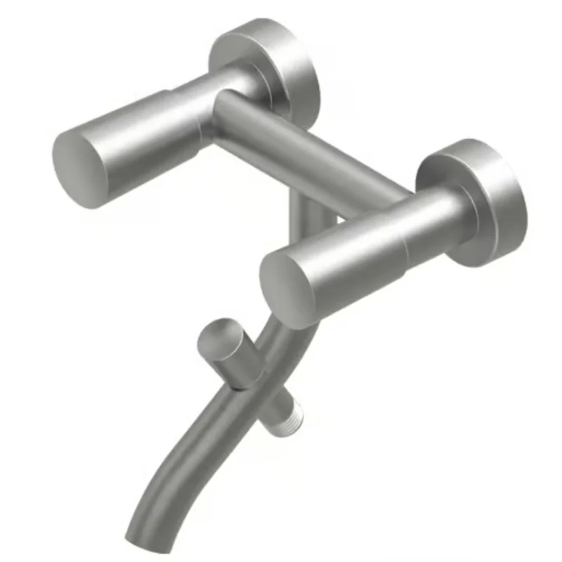 Смеситель для ванны и душа, Quadro design, Ono, настенный, цвет-Steel Brushed