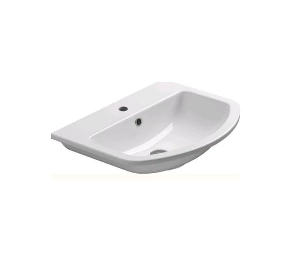 Раковина, GSI, City, шгв 640*480*185, отверстия для смесителя-1, Extraglaze, цвет-белый
