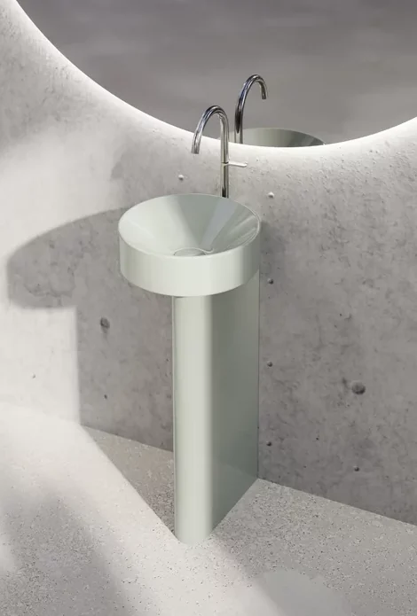 Раковина с пьедесталом, Bette, BetteSuno Pedestal, шгв 340*340*863, отверстия для смесителя-одно, BetteGlasur® Plus, цвет-salvia
