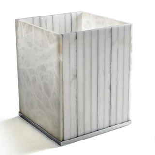Урна, 3SC, Rigato, без крышки, шгв 200*200*250, цвет-Alabaster/Polished Nickel