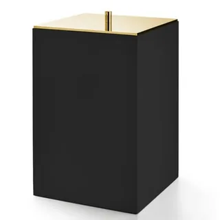 Урна, 3SC, BeMood Black, с крышкой, шгв 200*200*320, цвет-черный матовый, крышка-Matt Gold 24Kt