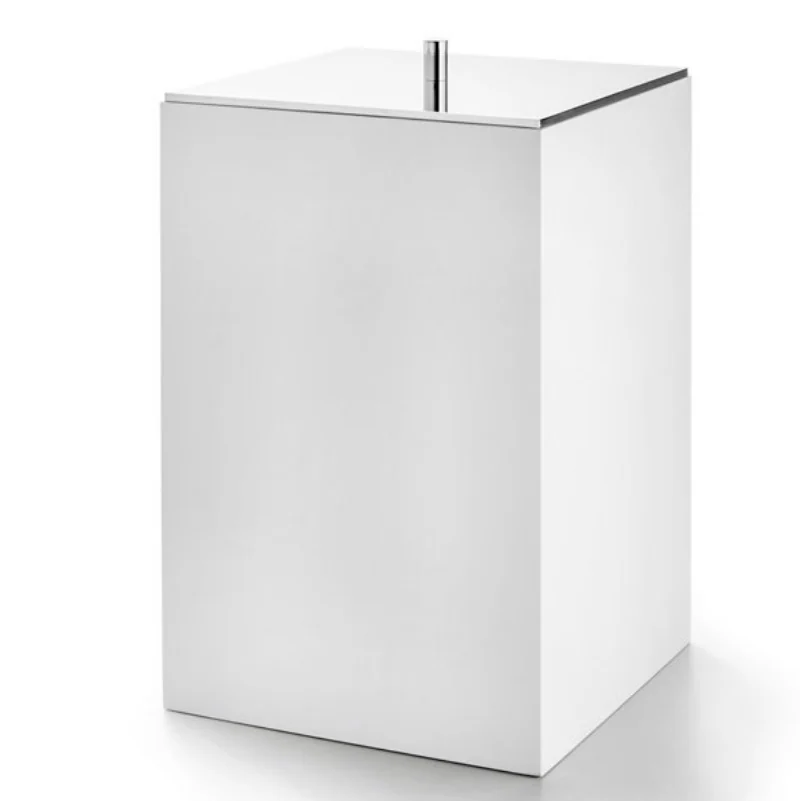 Урна, 3SC, BeMood White, с крышкой, шгв 200*200*320, цвет-белый матовый, цвет крышки-хром
