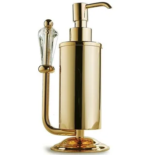Дозатор для жидкого мыла, 3SC, Boheme, шгв 100*100*190, цвет дозатора-Polished Gold 24Kt, декоративный элемент-хрусталь Swarovski