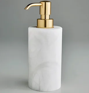Дозатор для жидкого мыла, 3SC, Baster Round, шгв 65*65*180, колба-Alabaster, цвет дозатора-Matt Satin Bronze
