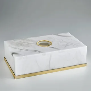 Диспенсер для бумажных салфеток, 3SC, Baster Round, шгв 265*155*75, цвет-Alabaster/Matt Gold 24Kt