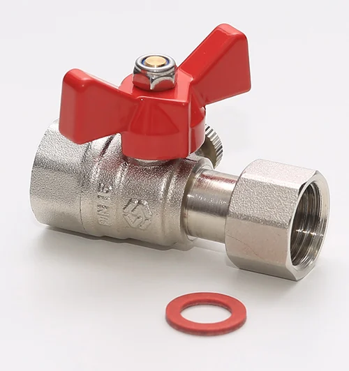 Кран шаровой, Premium, 1/2" х 1/2", НВ, PN 16, ручка-бабочка, для подключения манометра