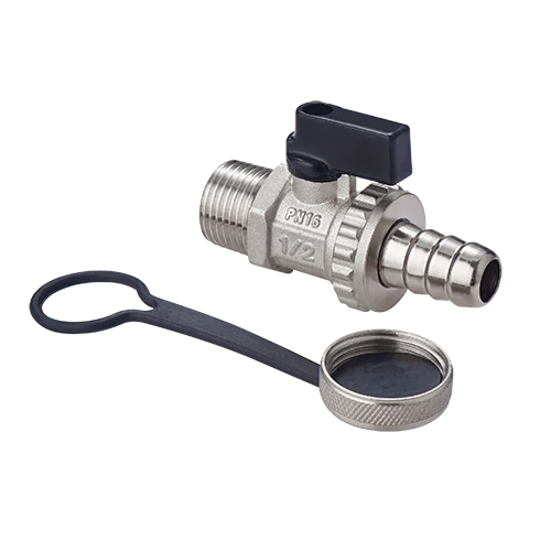 Кран шаровой, Premium, ГОСТ, 1/2", Н-штуцер, PN 16, ручка-флажок, дренажный