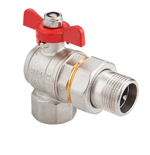 Кран-американка шаровой, Premium, ГОСТ, угловой, 1/2", НВ, PN 40, ручка-бабочка, с полусгоном