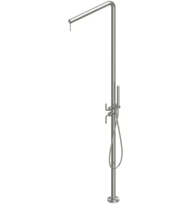 Душевая стойка, Quadro design, Levo, уличная, цвет-Steel Brushed