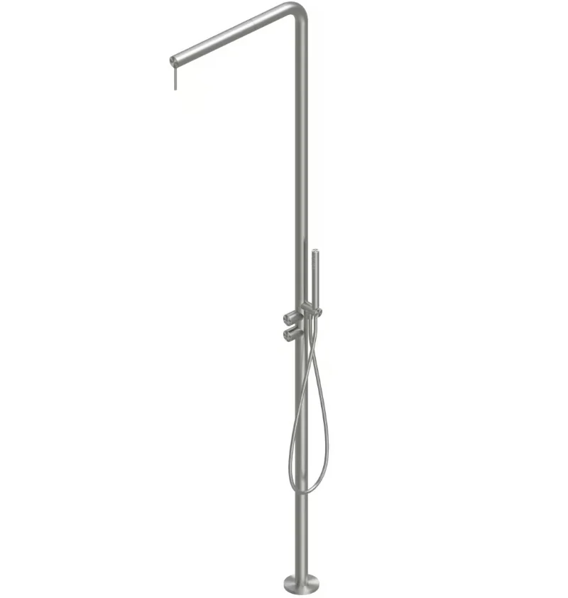 Душевая стойка, Quadro design, Q, уличная, цвет-Steel Brushed