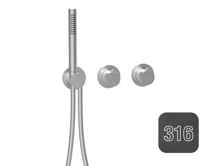 Смеситель для душа, Almar, 316 Stalnless Steel, на 2/3 потребителя, цвет-Absolute Black Brushed PVD (Товар заказной, возврату не подлежит)