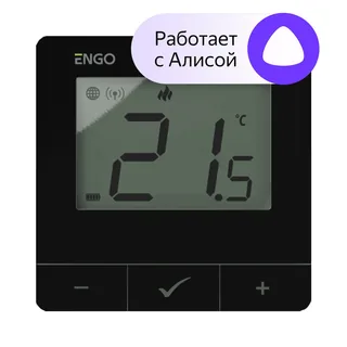 Терморегулятор, Engo Controls, Е25, накладной, беспроводной, ZigBee/868 МГц, батареи 2хАА, черный