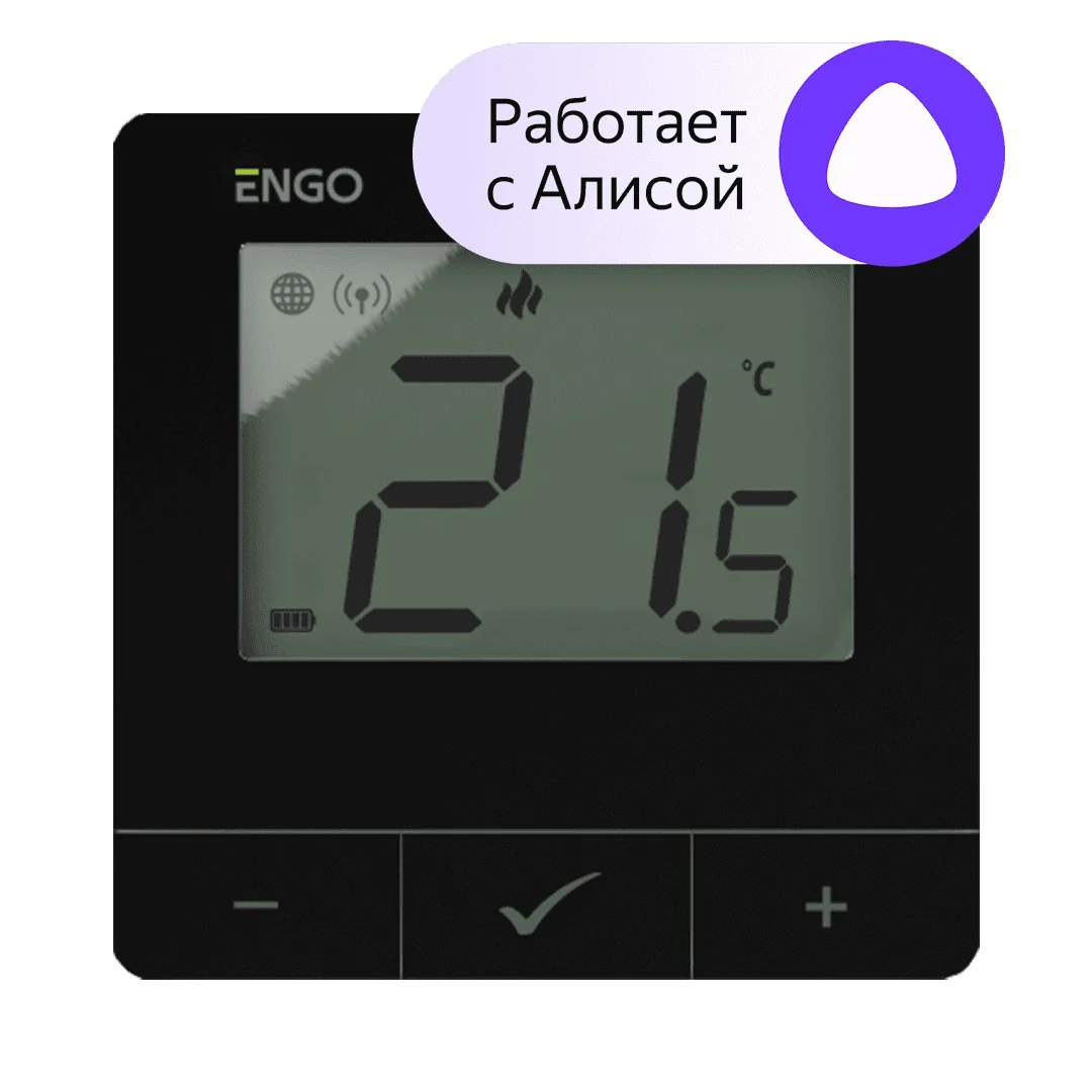Терморегулятор, Engo Controls, Е25, накладной, беспроводной, ZigBee/868 МГц, батареи 2хАА, черный