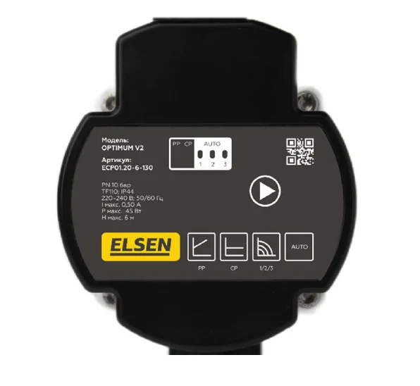 Насос, ELSEN, Optimum V2, циркуляционный с частотным регулированием, DN32, 6 м, 180 мм