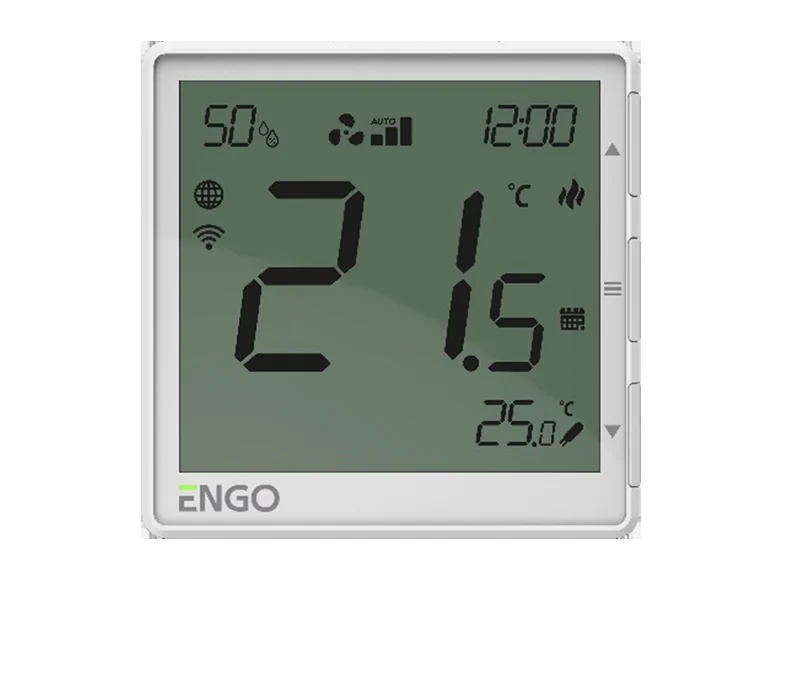 Терморегулятор, Engo Controls, WIFI с регулировкой скорости вентилятора, программируемый, с питанием 220 В, встраиваемый, белый