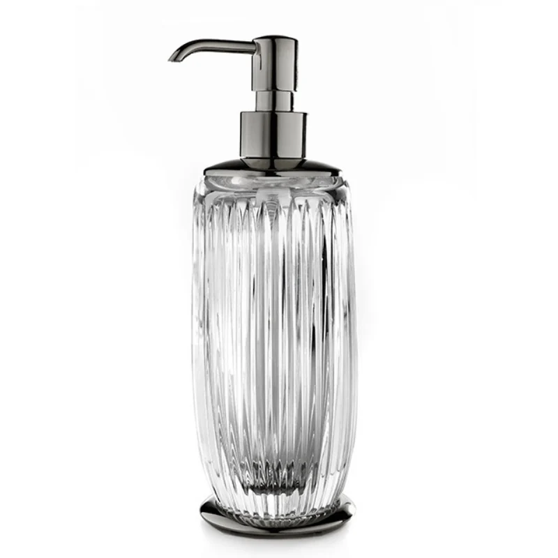 Дозатор для жидкого мыла, 3SC, Elegance Crystal, шгв 75*75*230, колба-прозрачный хрусталь, цвет дозатора-Black Matt Nickel