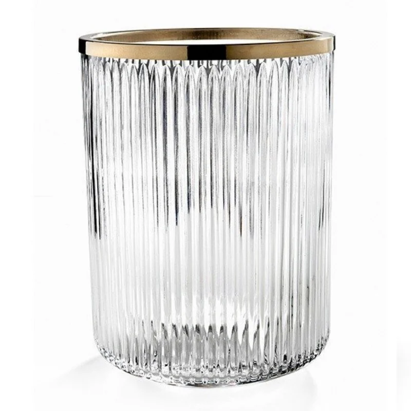 Урна, 3SC, Elegance Crystal, без крышки, шгв 200*200*280, цвет-хрусталь прозрачный/Matt Gold 24Kt