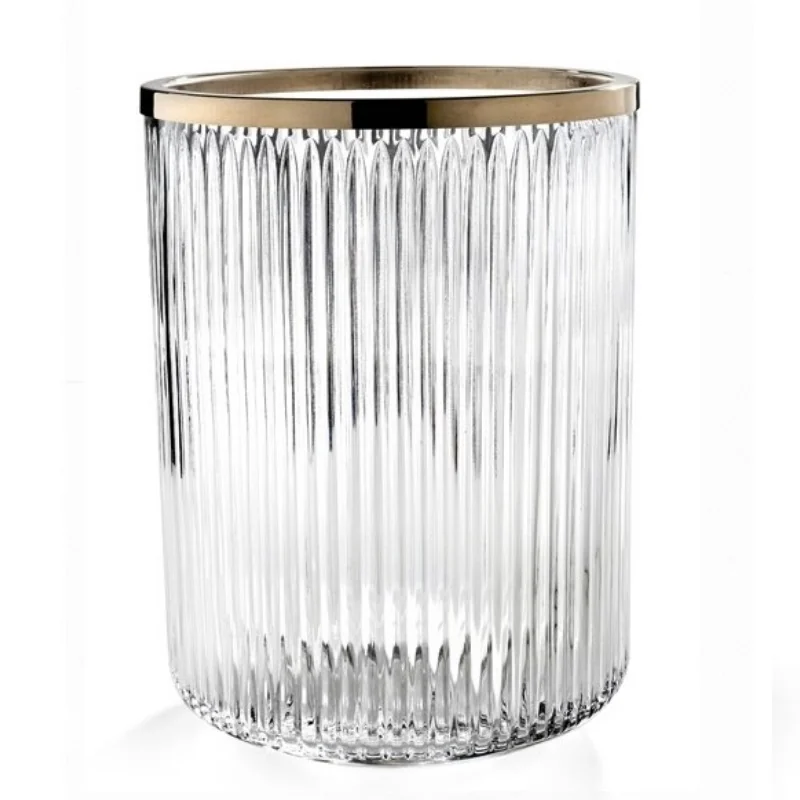 Урна, 3SC, Elegance Crystal, без крышки, шгв 200*200*280, цвет-хрусталь прозрачный/Matt Satin Brass