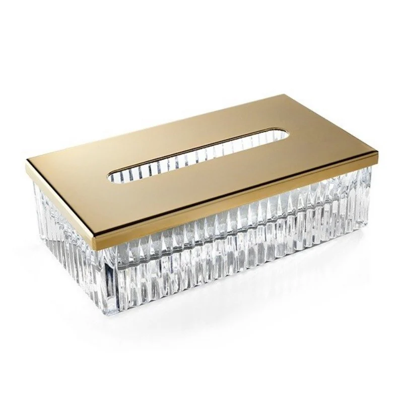Диспенсер для бумажных салфеток, 3SC, Elegance Crystal, шгв 230*125*70, цвет-прозрачный хрусталь/Matt Gold 24Kt