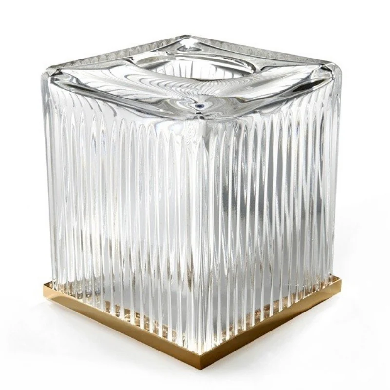 Диспенсер для бумажных салфеток, 3SC, Elegance Crystal, шгв 130*130*150, цвет-хрусталь прозрачный/Matt Gold 24Kt