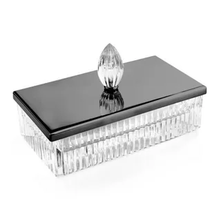Контейнер универсальный, 3SC, Elegance Crystal, с крышкой, шгв 230*125*70, цвет-прозрачный хрусталь/Black Matt Nickel