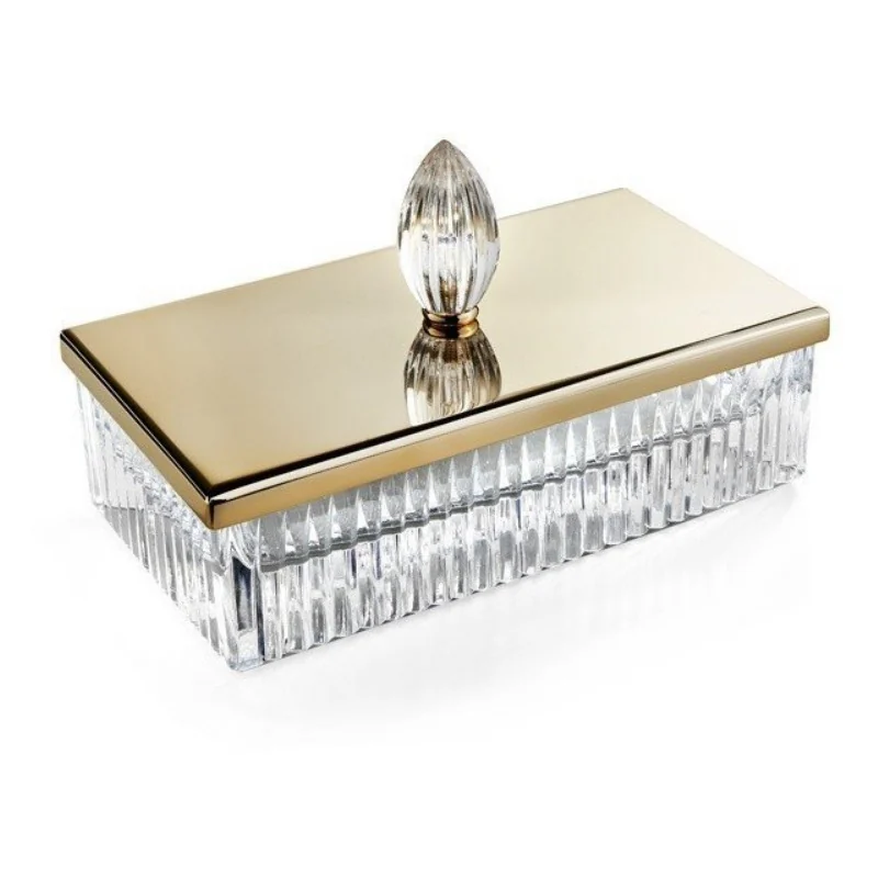 Контейнер универсальный, 3SC, Elegance Crystal, с крышкой, шгв 230*125*70, цвет-прозрачный хрусталь/Polished Gold 24Kt